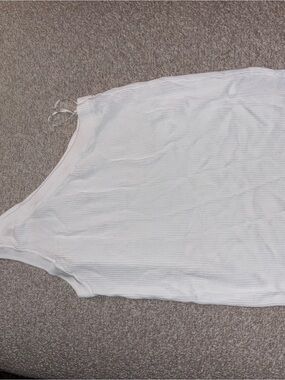 Zara White Ribbed Tank Top one shoulder